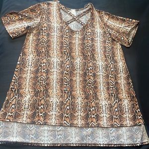 Fierce Snake Skin Print Now N Forever Top - Size 3X
